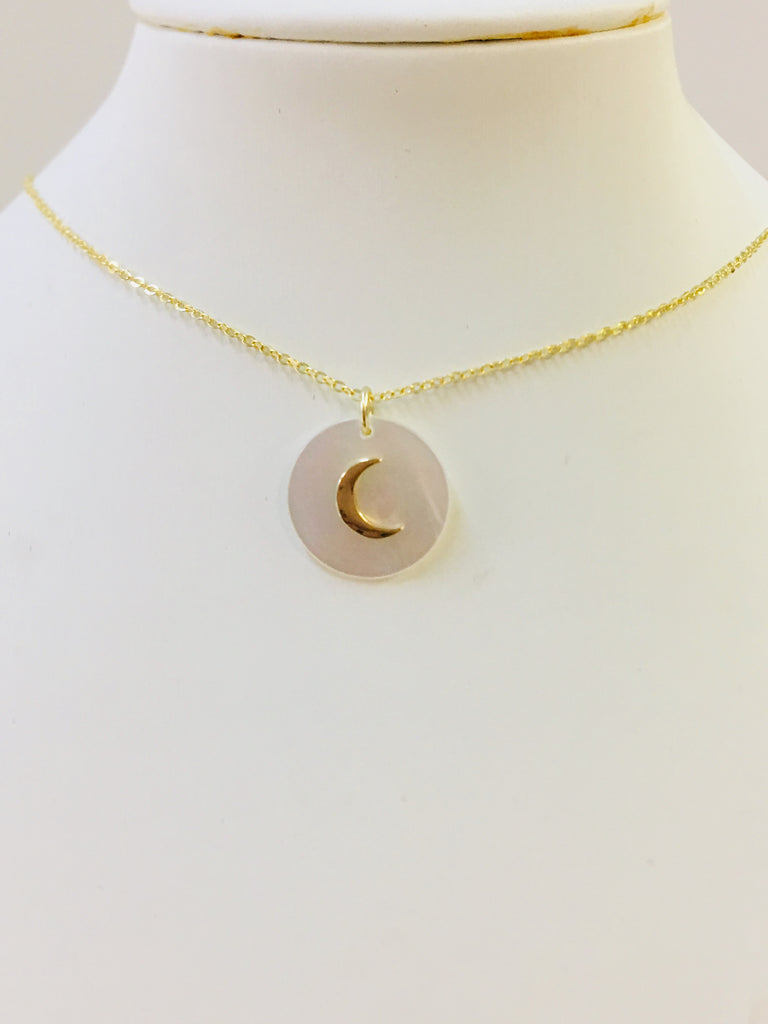 .925 Sterling Silver Seashell Moon Necklace