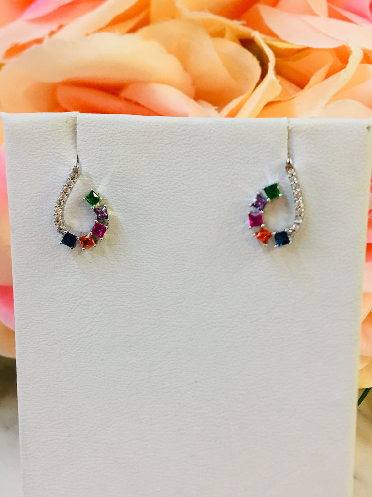 .925 Sterling Silver Colorful Earrings