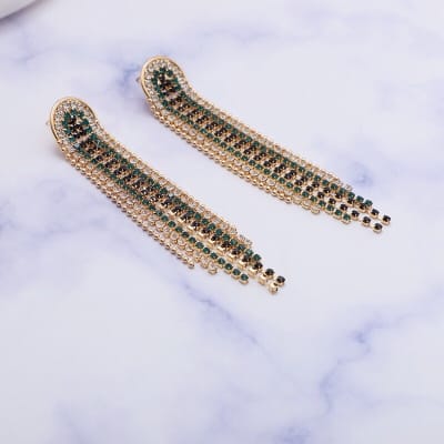18k real gold plated crystal long earrings