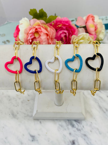 18k real gold plated heart chain bracelets