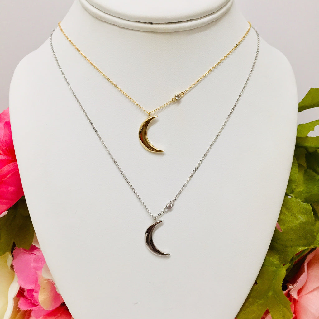 .925 Sterling Silver moon necklace