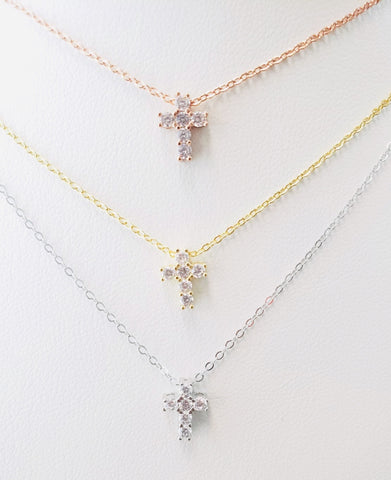 .925 Sterling Silver Little Cross Necklace