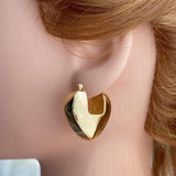 18k real gold plated heart hoop earrings
