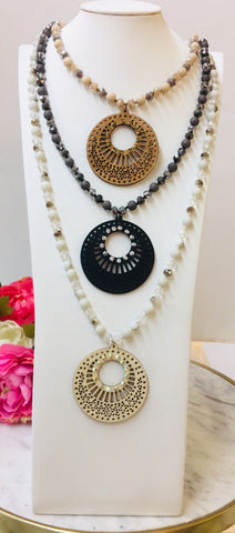 Fashion Round Moroccan Wood Necklace