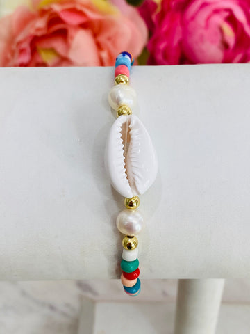 Rhodium Plated Fashion Seashell Bracelet