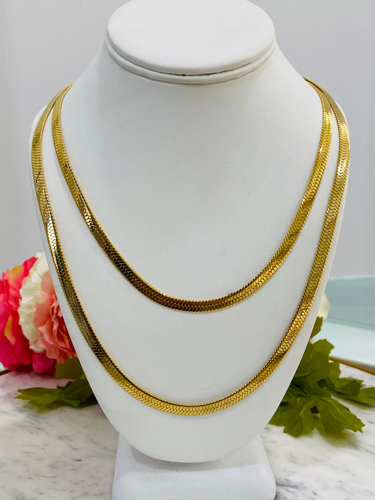 Stainless Steel 20” or 24” herringbone minimalist necklace