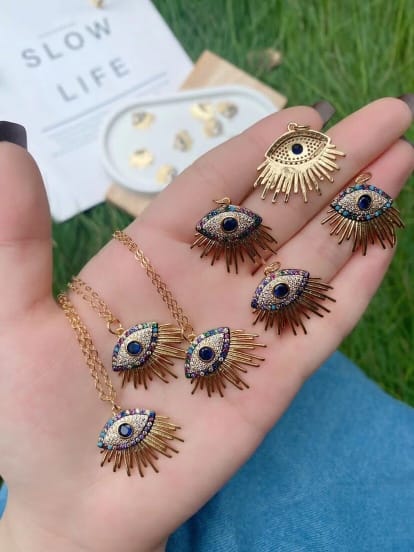 18k real gold plated multicolor evil eye necklaces