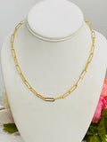 18k real gold plated paperclip style necklace 16in + 2in extension