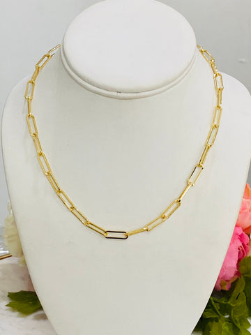 18k real gold plated paperclip style necklace
