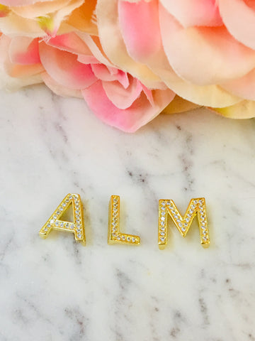 Rhodium Plated Gold Initial Charm