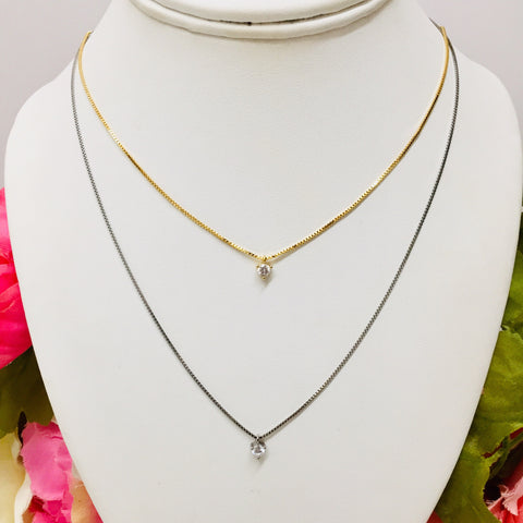 .925 Sterling Silver dainty triangle necklace