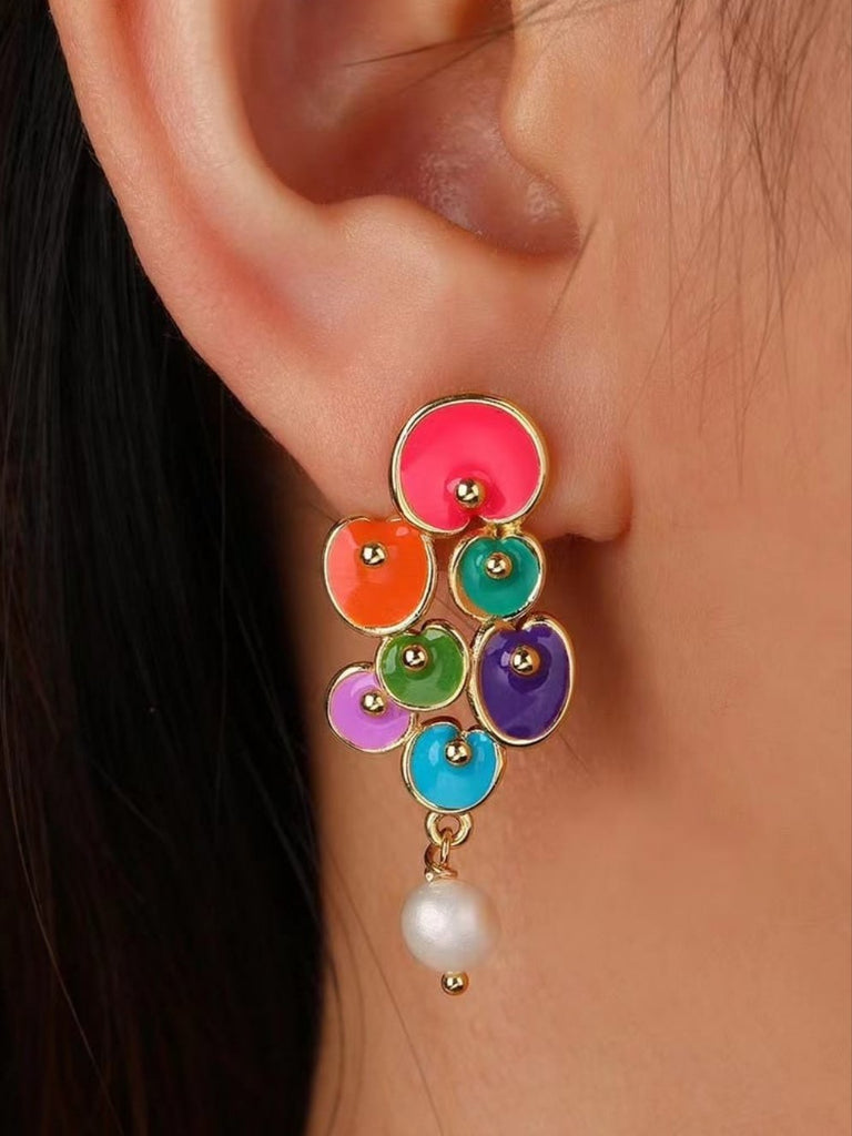 18k real gold plated multicolor earrings