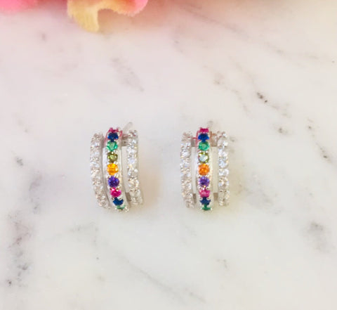 .925 Sterling Silver Multicolor Earrings