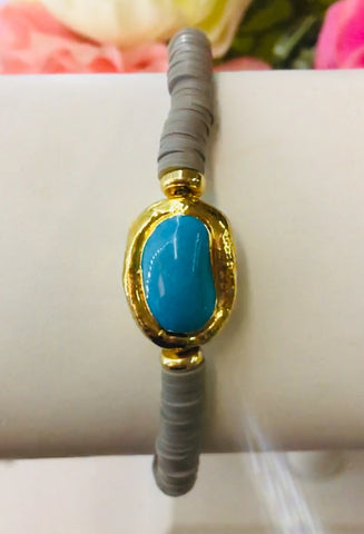Gold Plated Turquoise Stone Bracelet