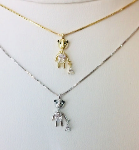 .925 Sterling Silver Bear Necklace