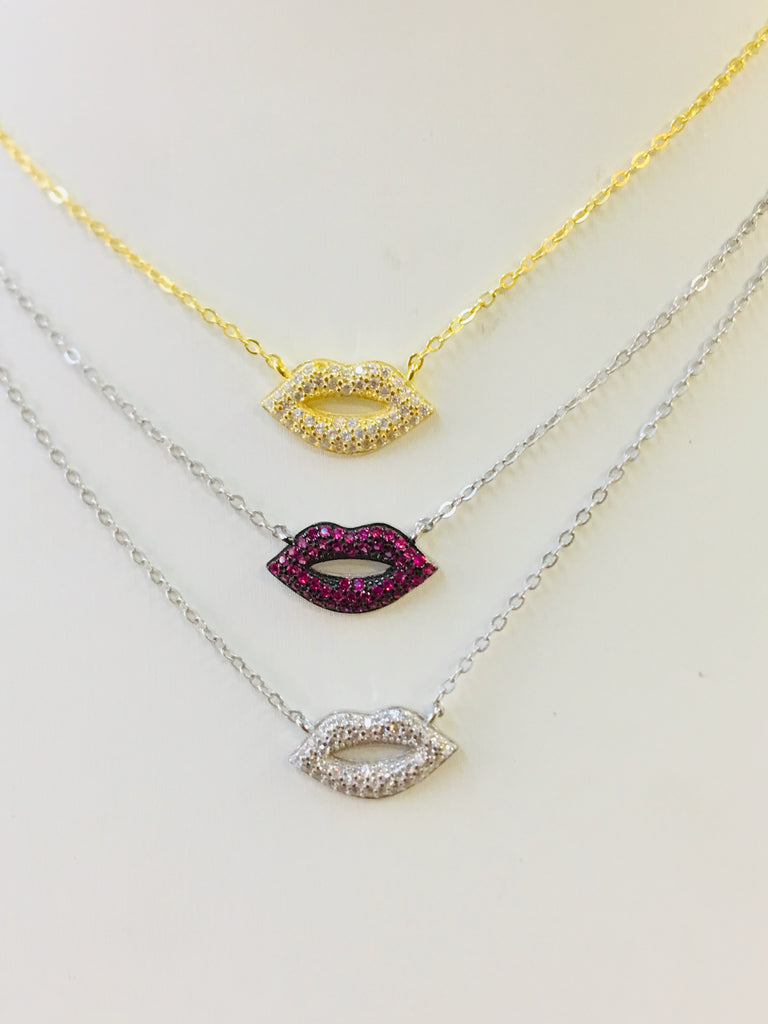 .925 Sterling Silver Lip Necklace