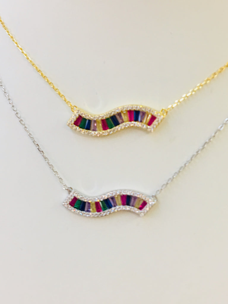 .925 Sterling Silver Colorful Necklace