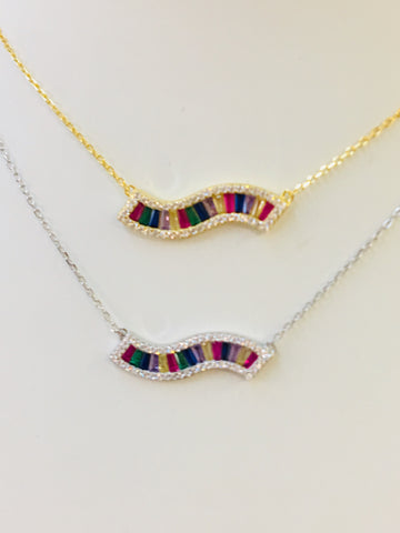 .925 Sterling Silver Colorful Necklace