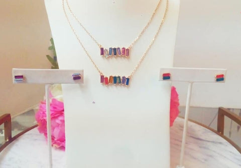 Fashion Multicolor Baguette Necklace Set