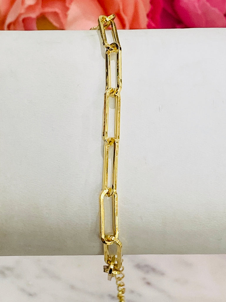 18k real gold plated paperclip chain bracelet