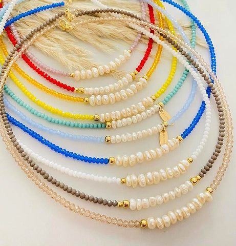 18k real gold plated bead and pearl necklaces
