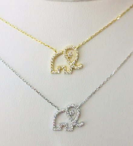 .925 Sterling Silver Elephant Necklace