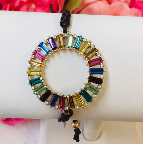 Multicolor Baguette Circle Bracelet
