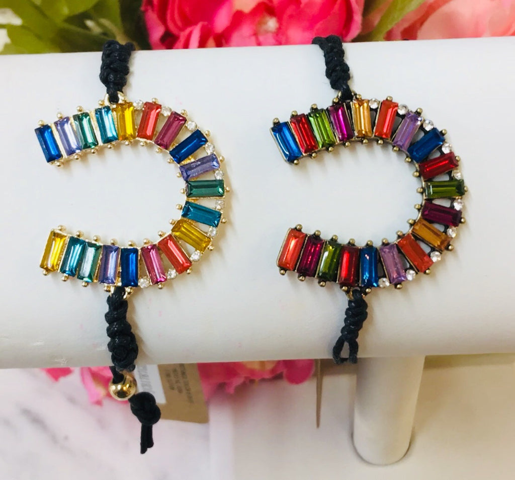 Multicolor Baguette Horseshoe Bracelet