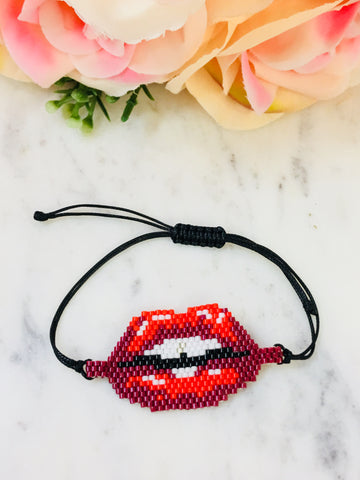 Kiss Red Miyuki Seed Bracelet