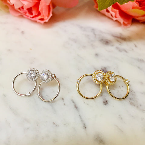 .925 Sterling Silver Cz circles earrings