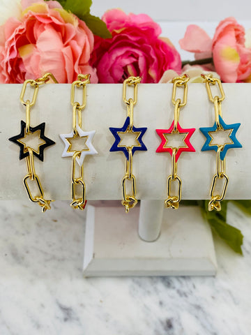 18k real gold plated star chain bracelets