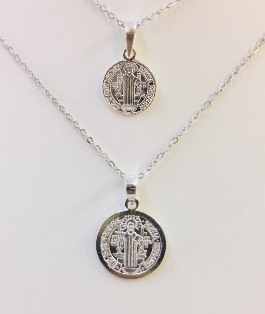 .925 Sterling Silver San Benito Medal Necklace