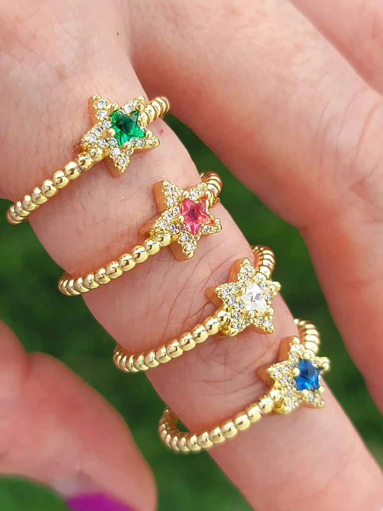 18k real gold plated star rings