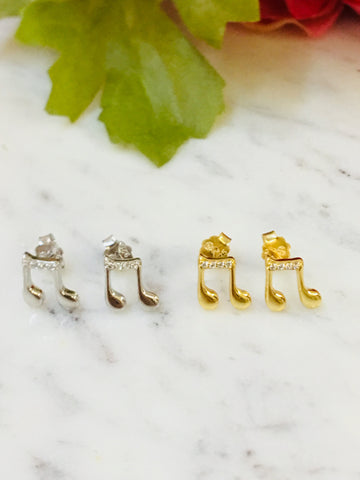 .925 Sterling Silver Music Note Earrings