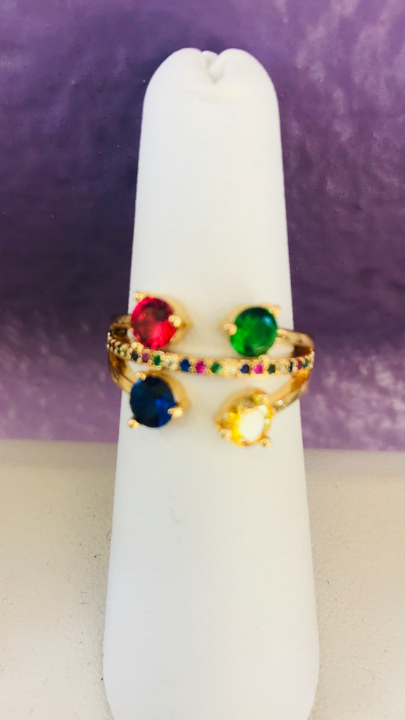Rhodium multicolor ring