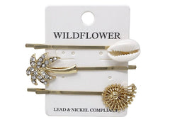 Fashion Palm Tree And Shell Hair Pin Set