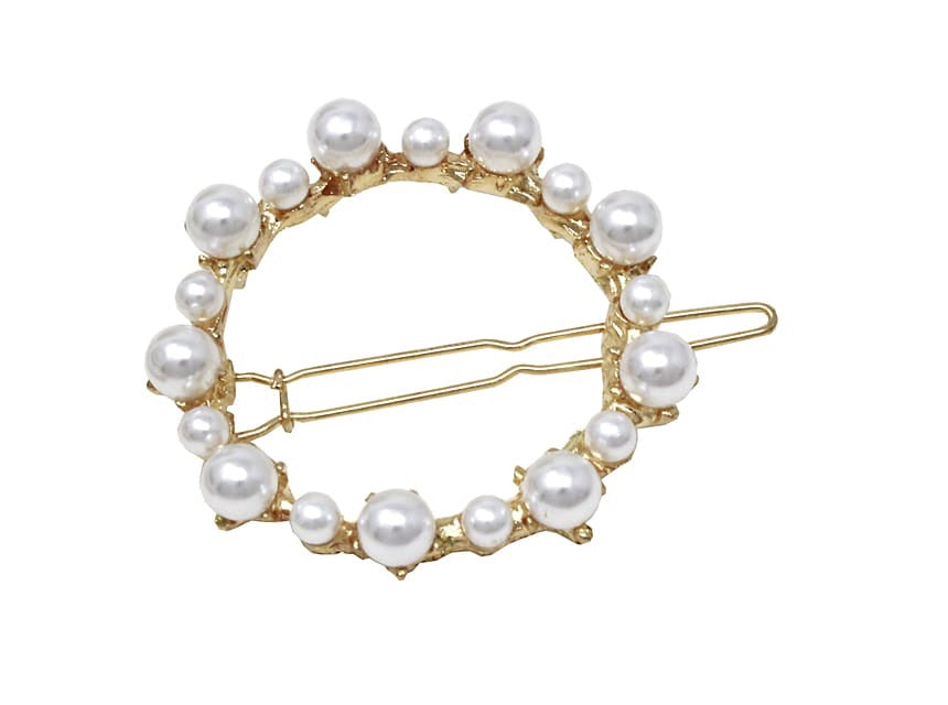 Fashion Circle With Pearls Hair Pin
