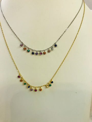 .925 sterling silver multicolor necklace