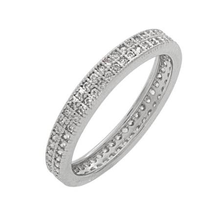 Sterling Silver two rows cubic zirconias ring
